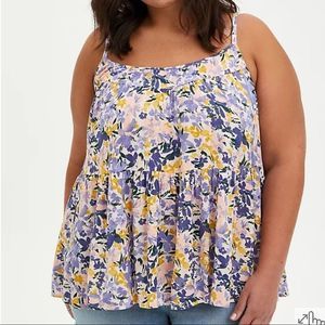TORRID TIERED CAMI - GAUZE FLORAL PURPLE